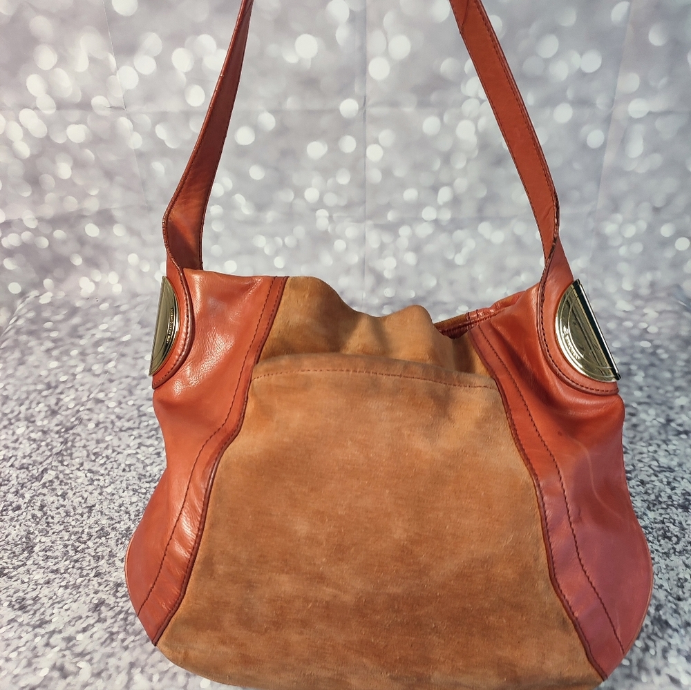 B Makowsky Suede and Leather Handbag - Picture 6 of 12